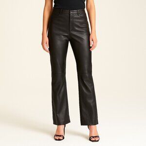 Vintage Hugo Buscati Collection Black 100% Leather Boot Cut Pants Womens Size 8